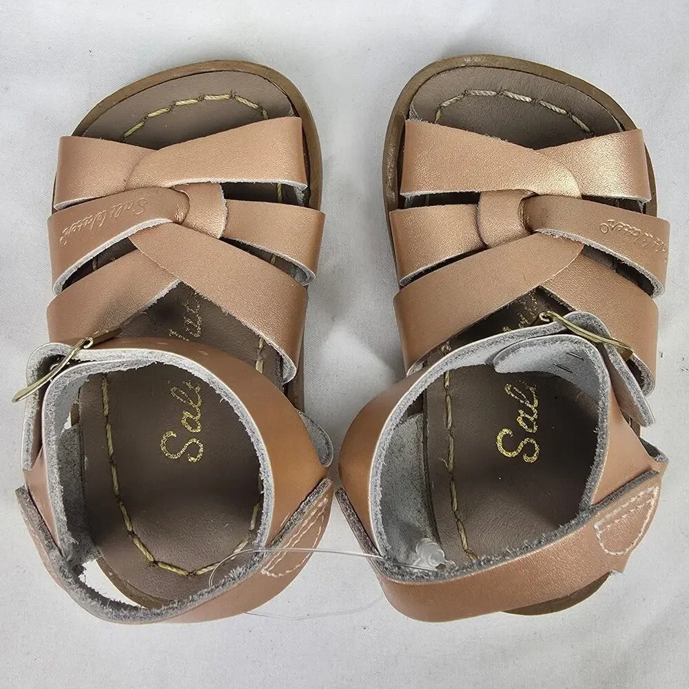 THE ORIGINAL SALT WATER HOOK & LOOP SANDALS – ROSE GOLD – TODDLER SIZE 3